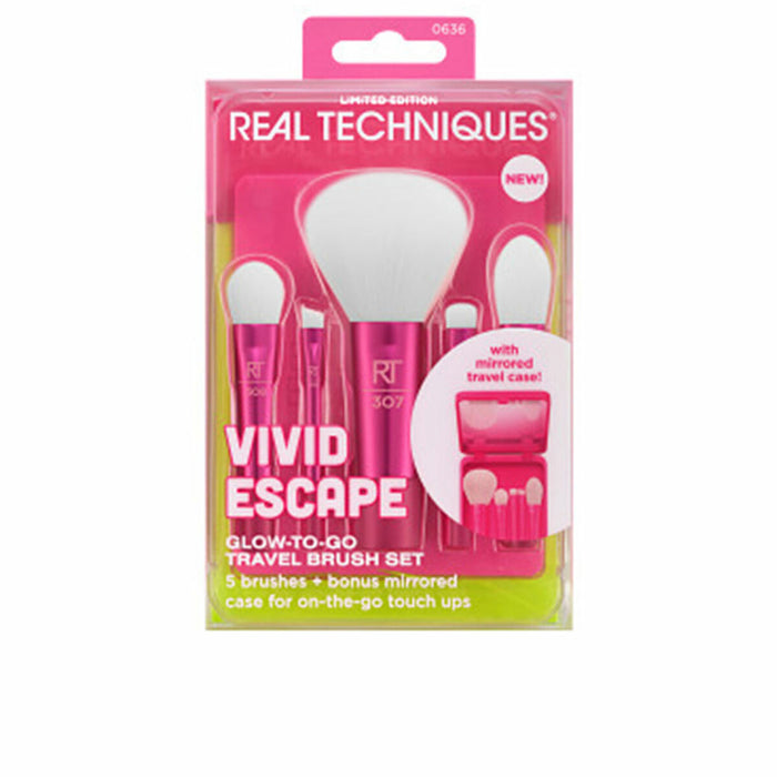 Set de Brochas de Maquillaje Real Techniques VIVID ESCAPE 5 Piezas
