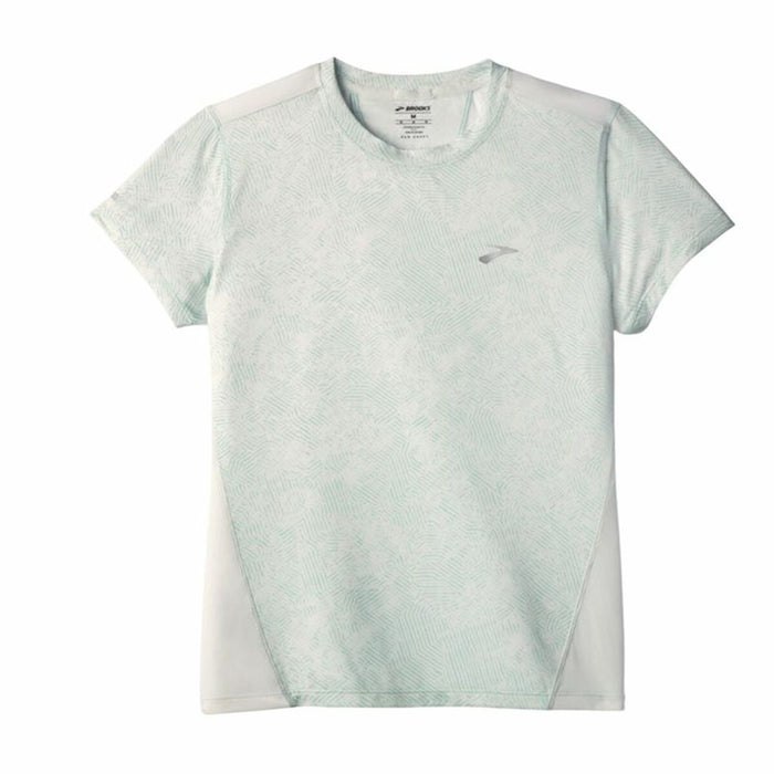 Camiseta de Manga Corta Hombre Brooks Sprint Free Sleeve Blanco Azul claro