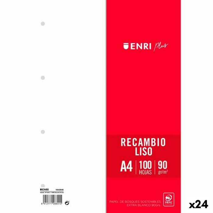 Hojas de repuesto ENRI Blanco A4 100 Hojas (24 Unidades)