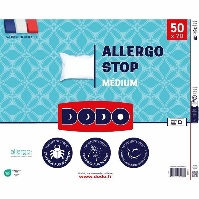 Oreiller DODO ALLERGO STOP Blanc 50 x 70 cm