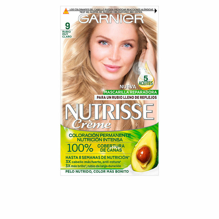 Coloration Permanente en Crème Garnier Nutrisse Nº 9-Rubio Muy Claro Nº 90-Blond Pepite (3 Unités)