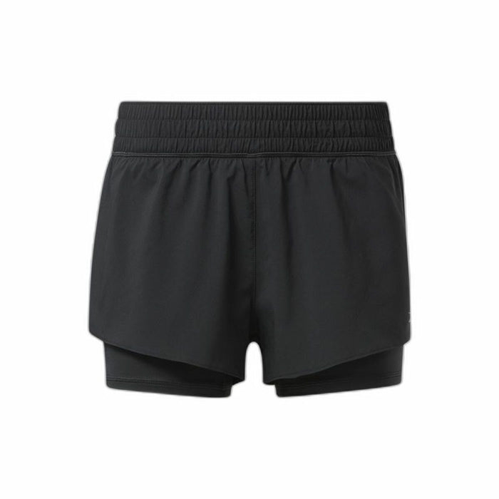 Pantalones Cortos Deportivos para Mujer Reebok Wor Run 2 In 1 Short Negro