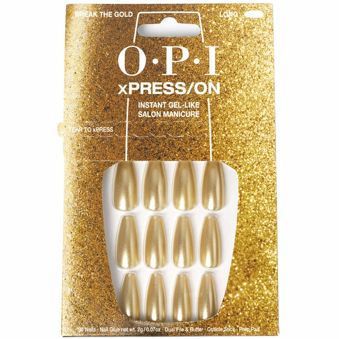 Uñas Postizas Opi #Break the Gold 30 piezas