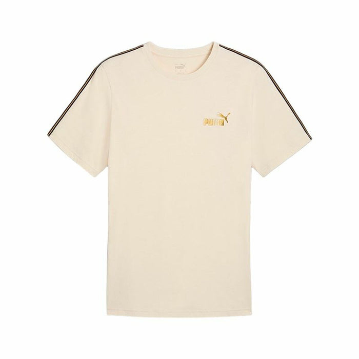 Men’s Short Sleeve T-Shirt Puma Ess Tape Minimal Gold Beige