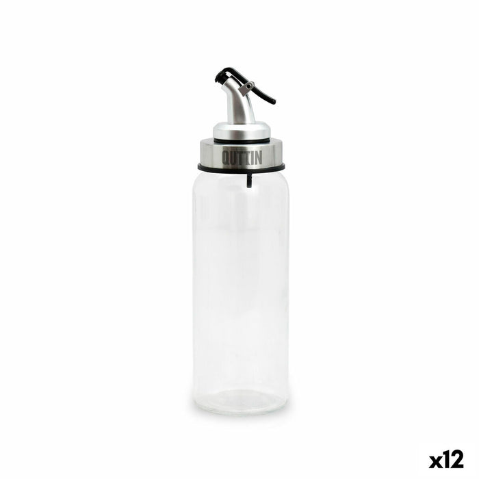 Aceitera Quttin Transparente Plateado Vidrio 5,5 x 5,5 x 20,5 cm (12 Unidades)