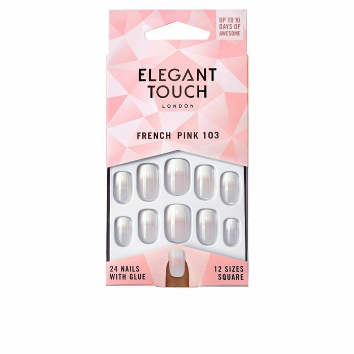False nails Elegant Touch French M 24 Pieces (24 uds)