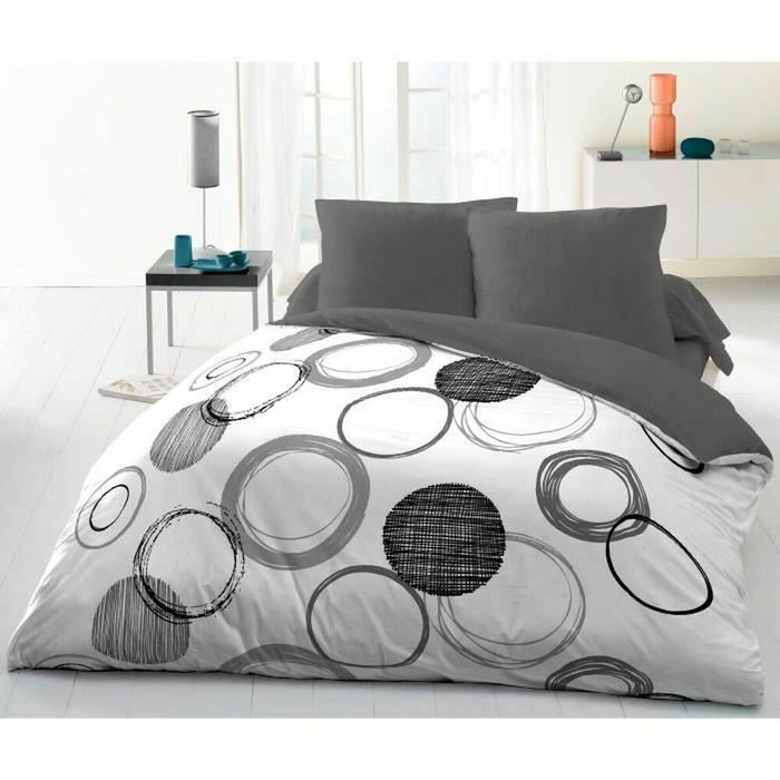 Juego de Sábanas HOME LINGE PASSION Blanco Gris Gris claro 220 x 240 cm Círculos