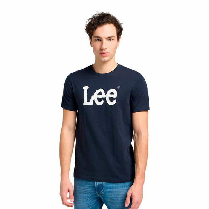 Men’s Short Sleeve T-Shirt Lee Wobbly Logo Tee Navy Blue