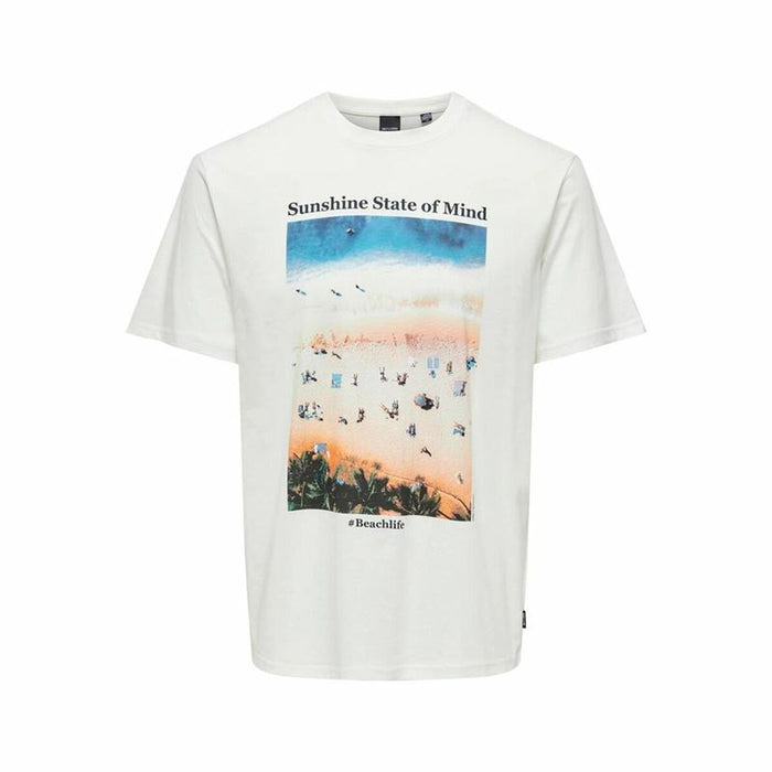 Short-sleeve Sports T-shirt Only & Sons Onskolton Reg Beach White