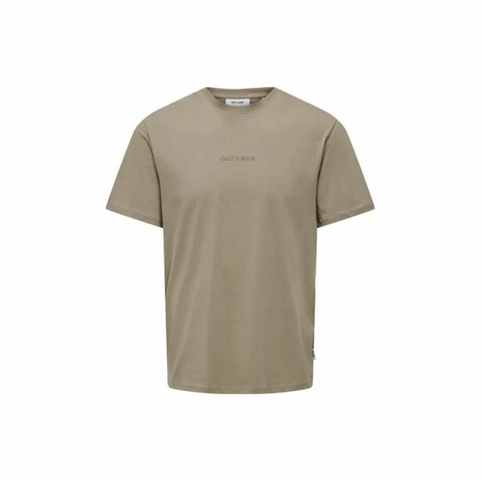 Camiseta de Manga Corta Hombre Only & Sons Onslevi Life Reg Text Desert Marrón claro