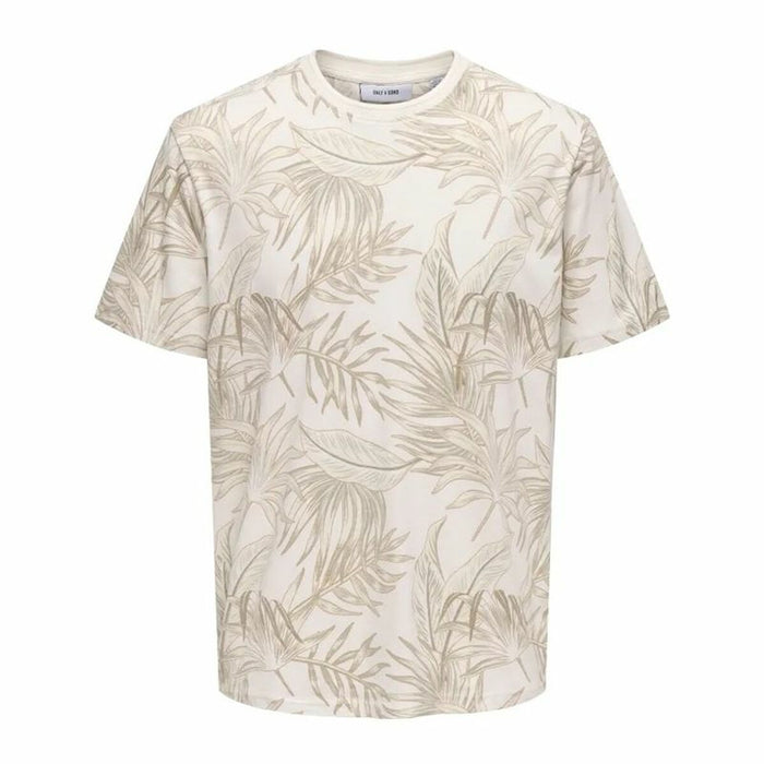 Camiseta de Manga Corta Hombre Only & Sons Onskash Reg Leaf Aop Beige