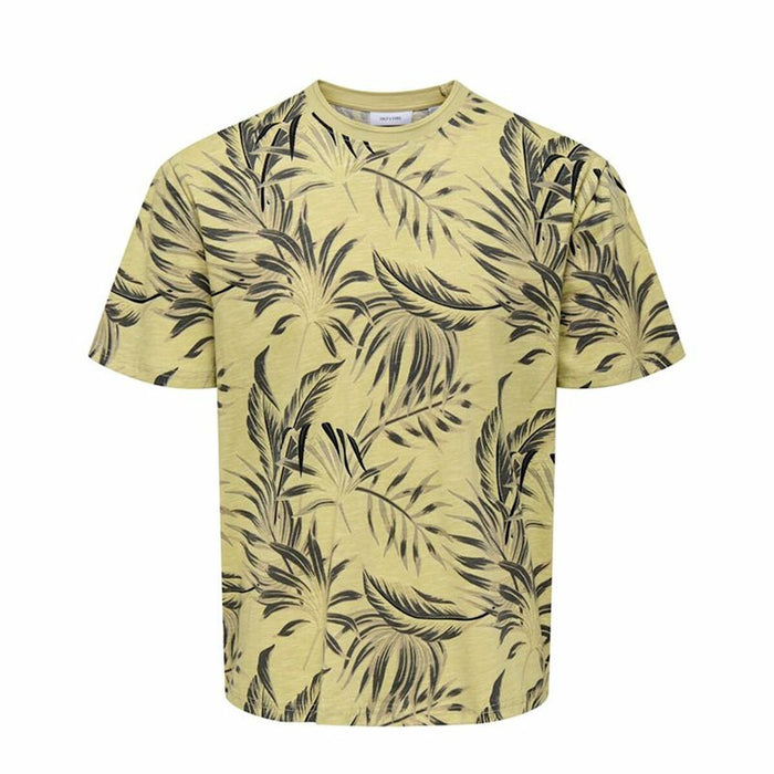 Men’s Short Sleeve T-Shirt Only & Sons Onskash Reg Leaf Aop Golden