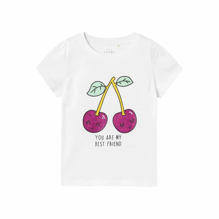 Camiseta de Manga Corta Infantil Name It Nmfvibeke Capsl Blanco