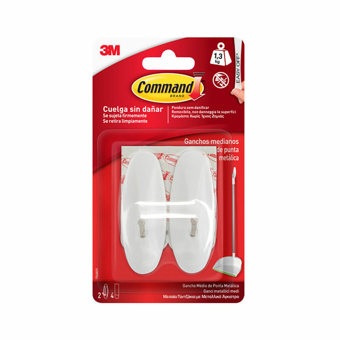 Gancho para colgar 3M 1,3 kg 29 X 79 X 29 MM Blanco Metal (2 Unidades)