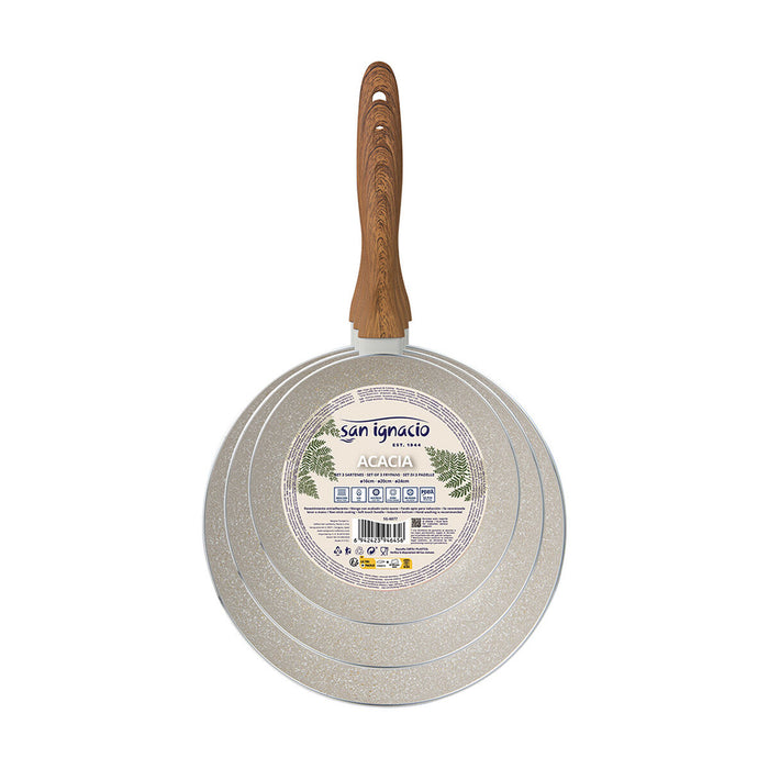 Set de Sartenes San Ignacio Crema Aluminio Ø 16 x 3,5 cm Ø 20 x 4,5 cm Ø 24 x 4,5 cm 3 Piezas