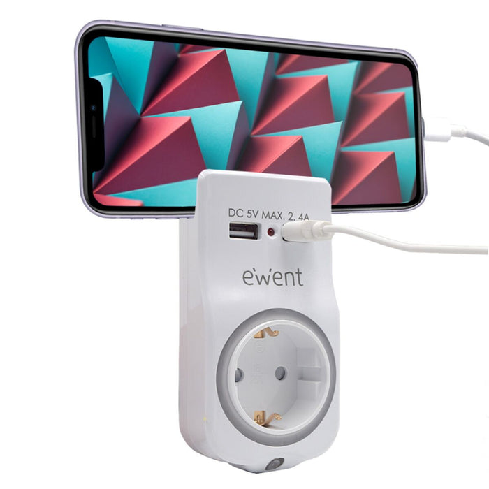 Prise Murale avec 2 Ports USB Ewent EW1225 16A 3680 W Blanc 10 W