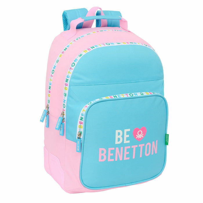 Zaino Scuola Benetton Unique Rosa Turchese 32 x 42 x 15 cm