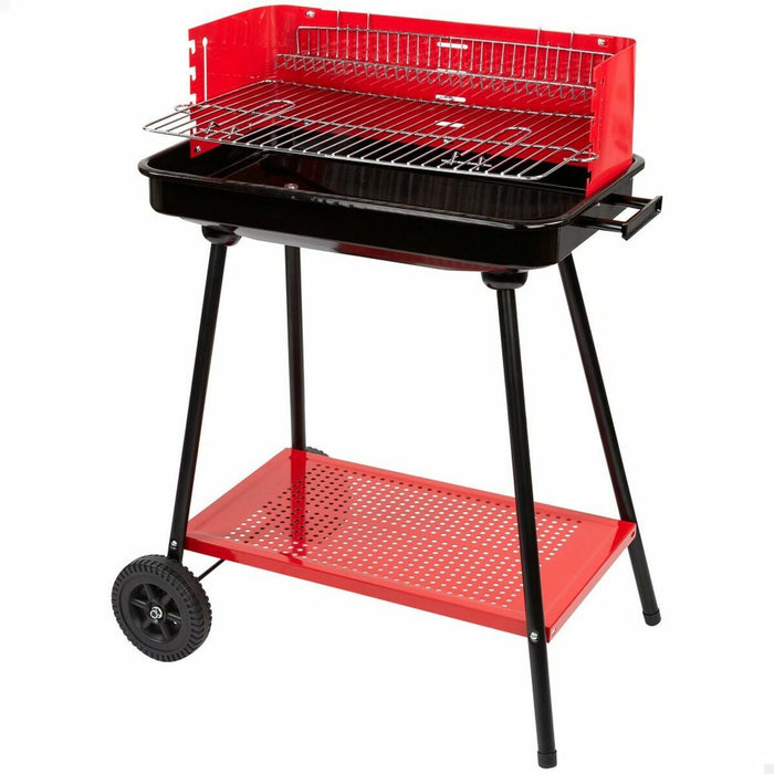 Coal Barbecue with Wheels Aktive Steel Plastic 66 x 44 x 85 cm Rectangular Red