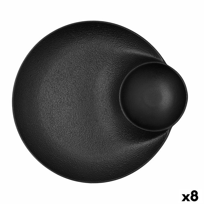 Plato Hondo Bidasoa Fosil Negro Cerámica 27,5 x 25,7 x 3,6 cm (8 Unidades)