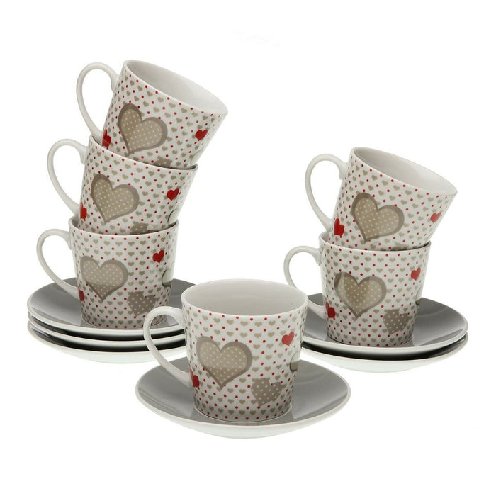 Juego de Tazas con Platos Versa Sweet Porcelana 9 x 14 x 14 cm 10,5 x 8 x 6 cm 14 x 14 x 2 cm