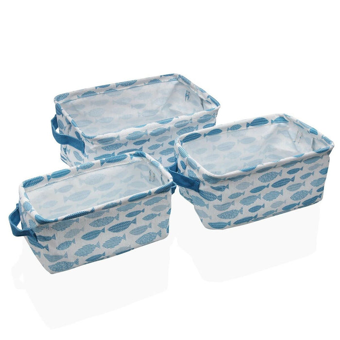 Juego de Cestas Versa Aqua 18 x 14 x 28 cm 28 x 18 x 14 cm Peces