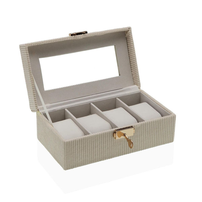 Caja para Relojes Versa Beige Madera MDF 11,5 x 8 x 21 cm