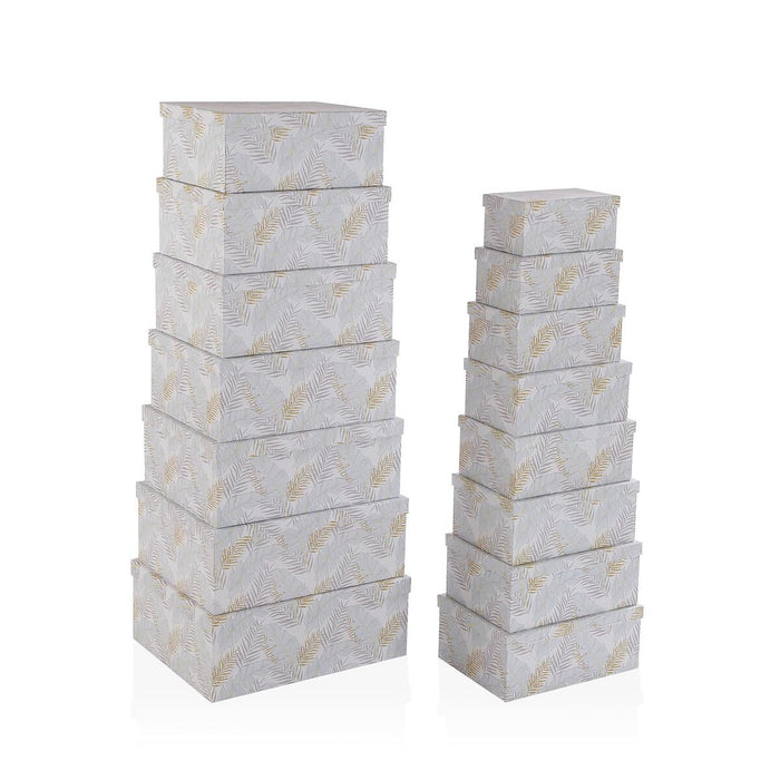 Set of decorative boxes Versa Cardboard Feathers (15 Pieces)