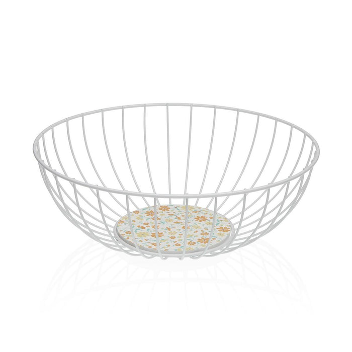 Panier Multi-usages Versa Blanc Métal Acier Bois MDF 28 x 11 x 28 cm