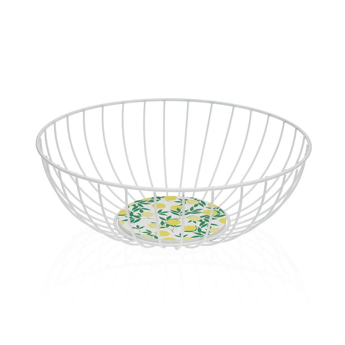 Multi-purpose basket Versa White Metal Steel MDF Wood 28 x 11 x 28 cm
