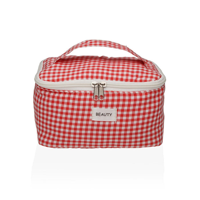 Neceser de Viaje Versa Vichy Rojo Poliéster Textil 12 x 12 x 20 cm