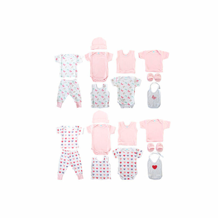 Conjunto de Ropa DKD Home Decor Blanco Rosa (2 Unidades) Algodón 0-6 Meses