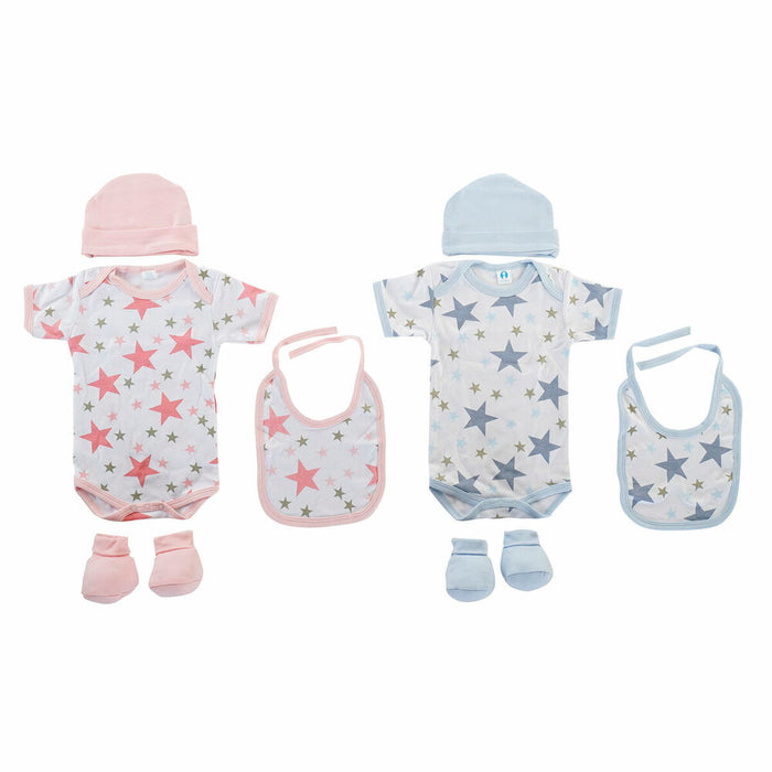 Conjunto de Ropa DKD Home Decor Azul Rosa 0-6 Meses Algodón Estrellas (2 Unidades)