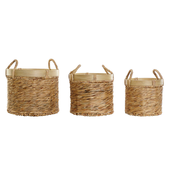 Set de basket DKD Home Decor Marron Naturel Bambou Joncs Tropical 35 x 35 x 30,5 cm 35 x 35 x 31 cm 3 Pièces