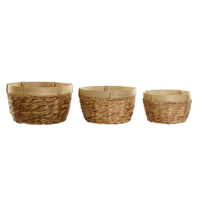Juego de Cestas DKD Home Decor Bambú Tropical Juncos (40 x 40 x 23 cm) (3 Piezas)