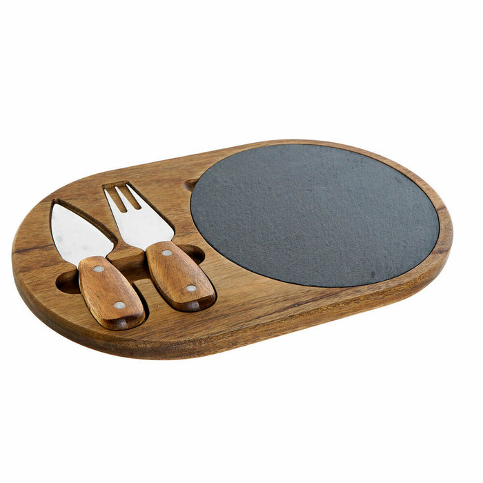 Tabla de cortar DKD Home Decor Acero Inoxidable Pizarra Acacia (32 x 20 x 1.5 cm) (4 x 15 x 1,5 cm) (3 pcs)