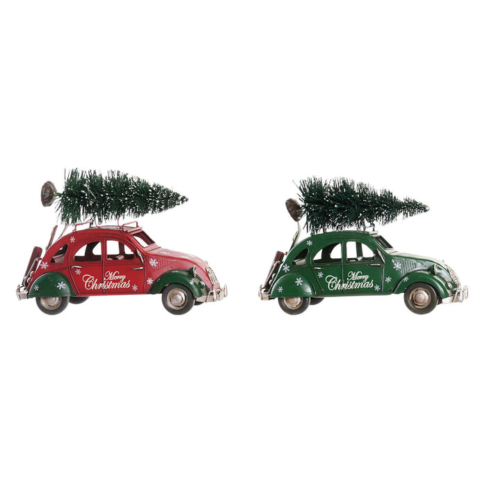 Décorations de Noël DKD Home Decor Rouge Vert Voiture 26 x 11,5 x 16,5 cm (2 Unités)