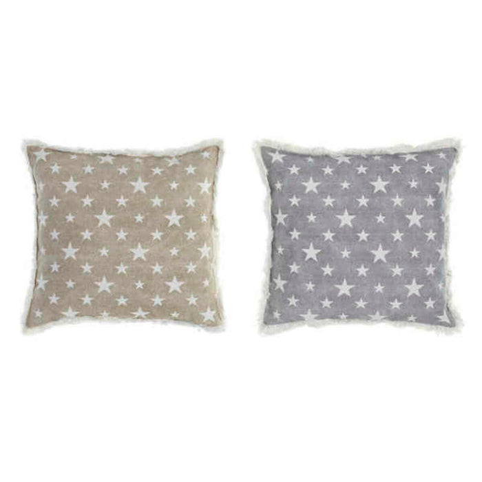 Coussin DKD Home Decor Gris Beige Polyester Coton Aluminium (45 x 10 x 45 cm) (2 Unités)