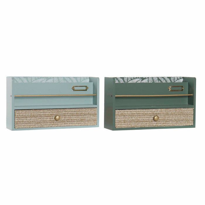 Organizador Multiusos DKD Home Decor LD-181379 Verde Polipropileno Madera MDF 30 x 9 x 17 cm (2 Unidades)