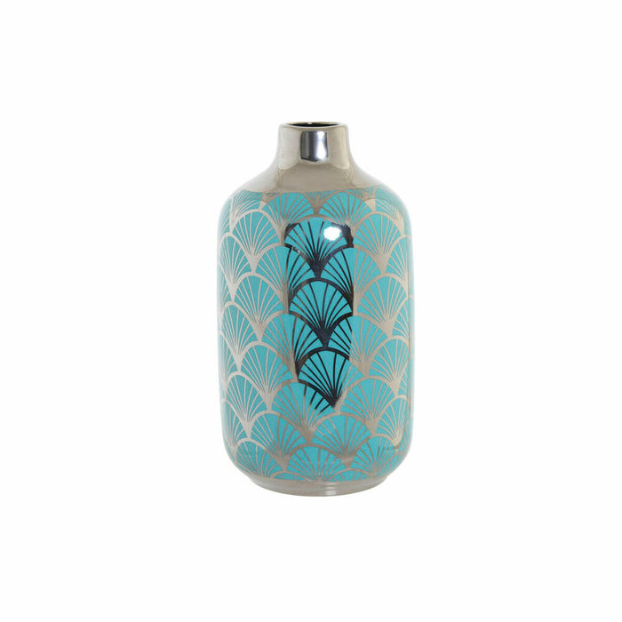 Vaso DKD Home Decor 13 x 13 x 26 cm Porcellana Turchese Orientale Cromato