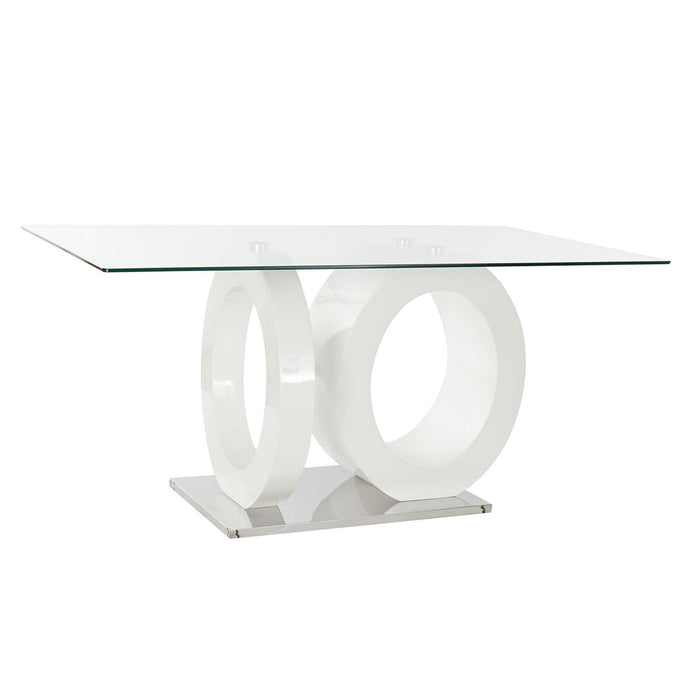 Mesa de Comedor DKD Home Decor Cristal Transparente Blanco Madera MDF (160 x 90 x 75 cm)