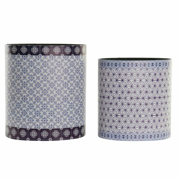 Rubbish bin DKD Home Decor Blue White Wood Canvas Vintage