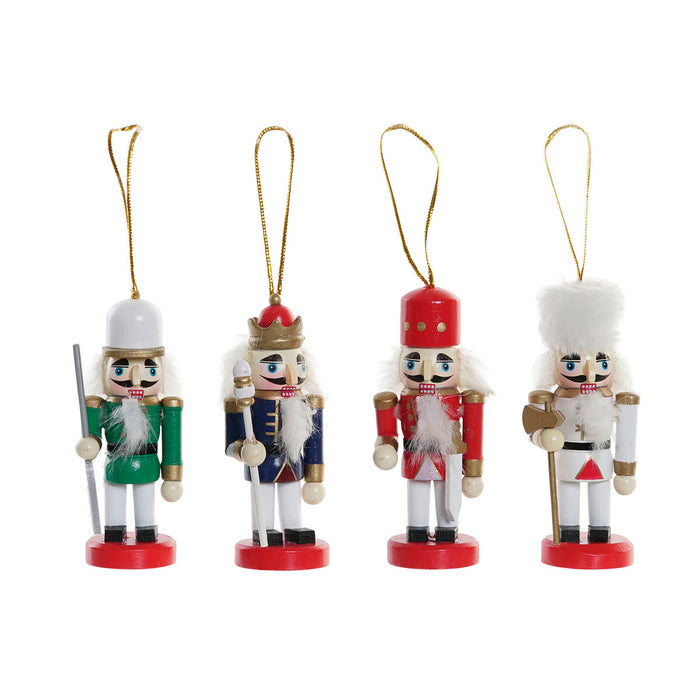Adorno Navideño DKD Home Decor Madera Cascanueces (3 x 3 x 10 cm) (4 Unidades)