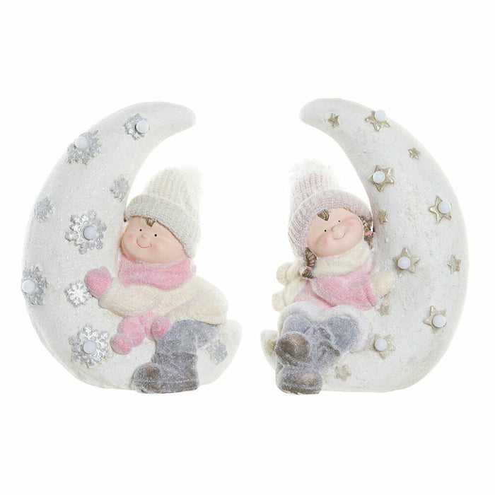 Figura Decorativa DKD Home Decor Blanco Rosa Luna 31 x 20 x 43 cm (2 Unidades)