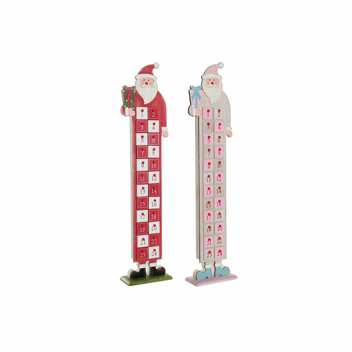 Calendrier de l’Avent DKD Home Decor Bois Père Noël (2 pcs) (14 x 7 x 64 cm)