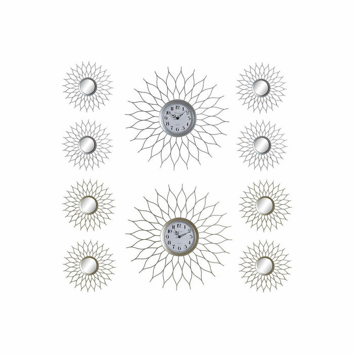 Reloj DKD Home Decor Plata Champán Polipropileno Espejo (5 pcs) (2 pcs)