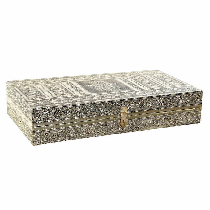 Jewelry box DKD Home Decor Wood Aluminium Arab Flower (1 pcs) (38 x 20 x 7.5 cm)