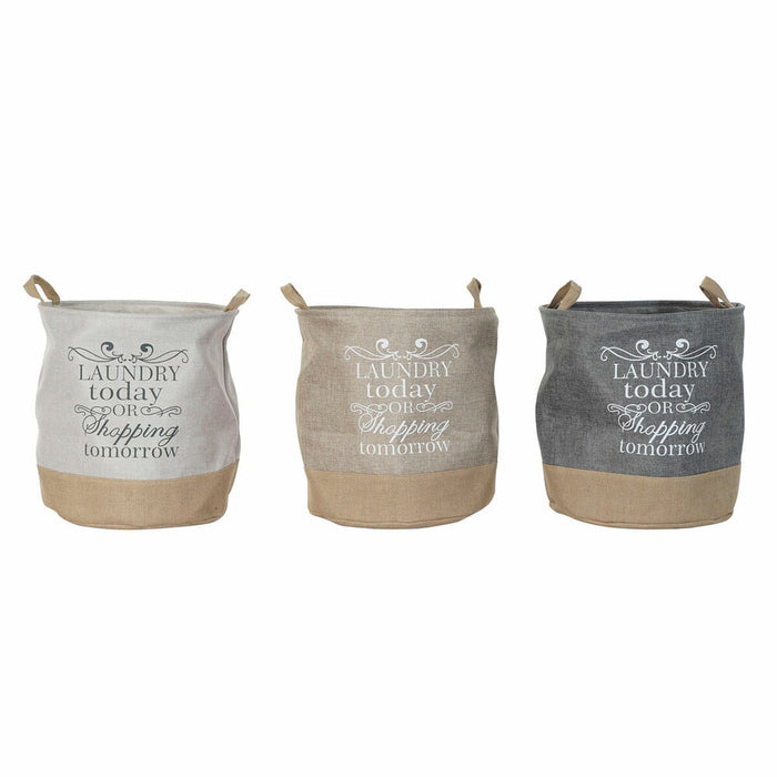 Panier à linge DKD Home Decor Beige Gris Marron Clair 39 x 39 x 41 cm 3 Pièces (3 Unités)