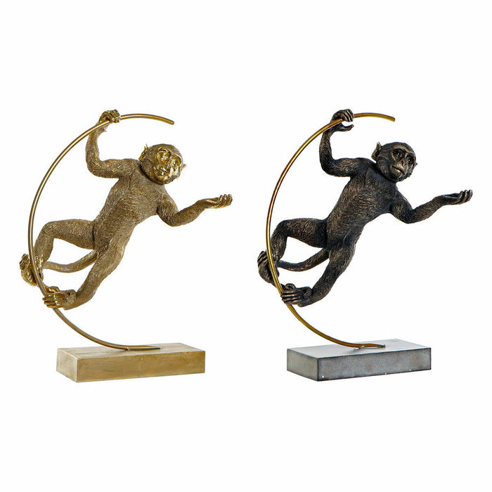 Figura Decorativa DKD Home Decor 33 x 25 x 48 cm Negro Dorado Mono Moderno (2 Unidades)