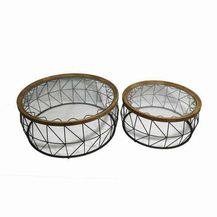 Set of 2 tables DKD Home Decor Black Natural 100 x 100 x 43 cm