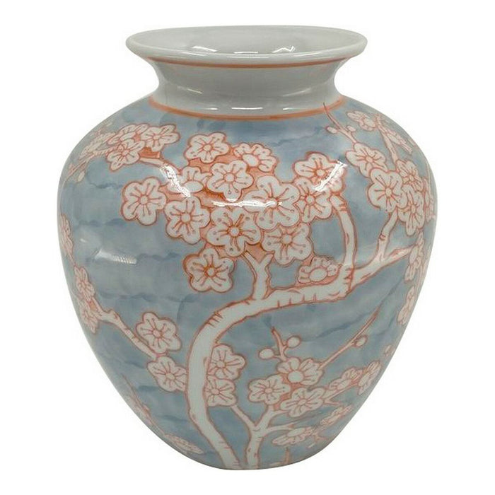 Vase DKD Home Decor Porcelain Blue Orange Oriental (22 x 22 x 25 cm)